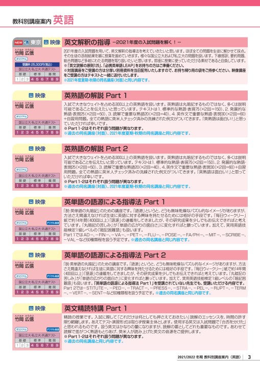 2021冬期_教育探究セミナー_英語講座案内｜駿台教育研究所